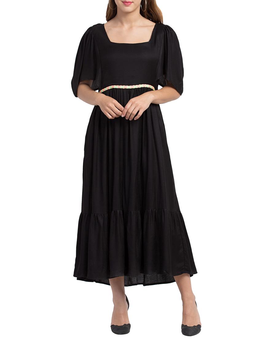 tie back gathered maxi dress - 16270494 - Zoom Image - 1
