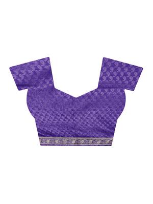 paisley zari motif banarasi saree with blouse - 16270698 - Standard Image - 4