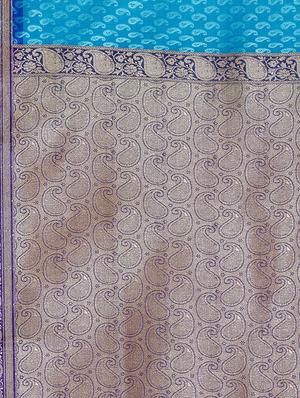 paisley zari motif banarasi saree with blouse - 16270698 - Standard Image - 5