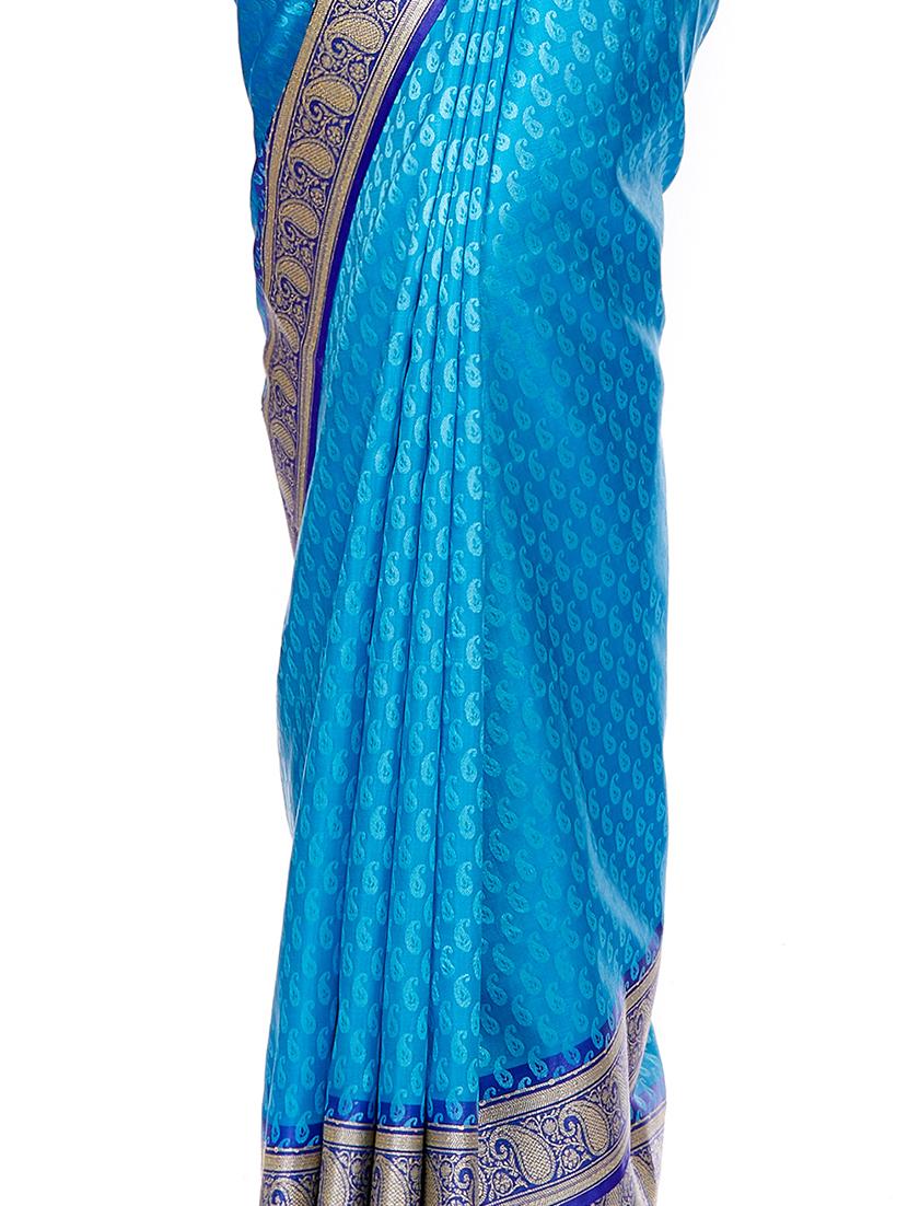 paisley zari motif banarasi saree with blouse - 16270698 - Zoom Image - 3