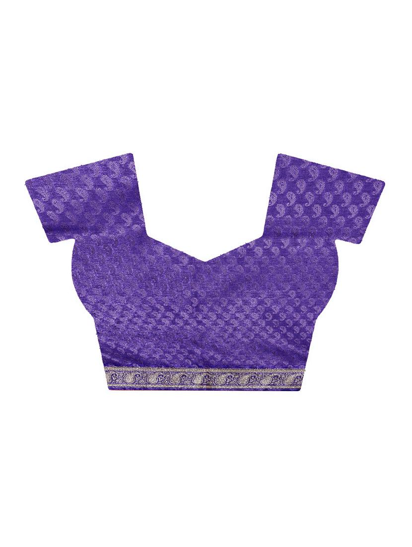paisley zari motif banarasi saree with blouse - 16270698 - Zoom Image - 4