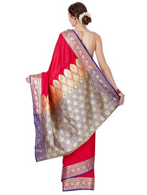 floral zari border banarasi saree with blouse - 16270703 - Standard Image - 2