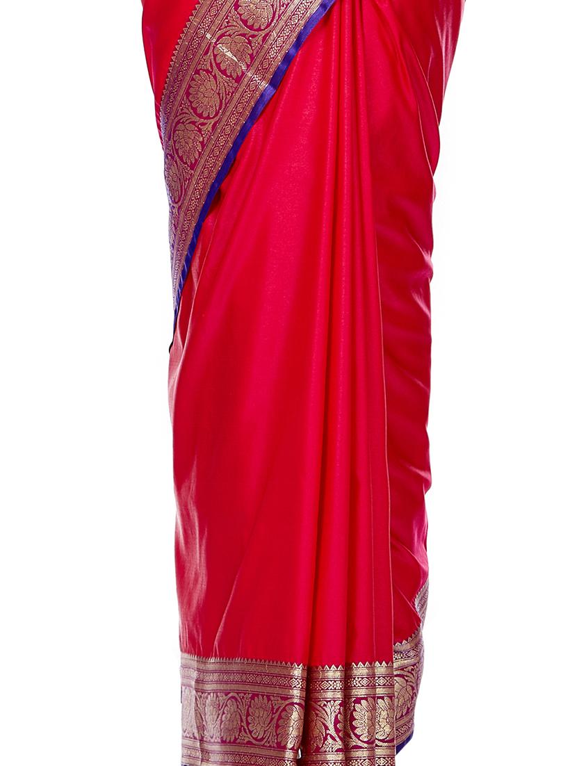 floral zari border banarasi saree with blouse - 16270703 - Zoom Image - 3
