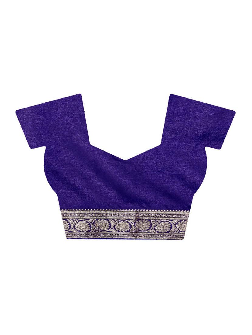 floral zari border banarasi saree with blouse - 16270703 - Zoom Image - 4