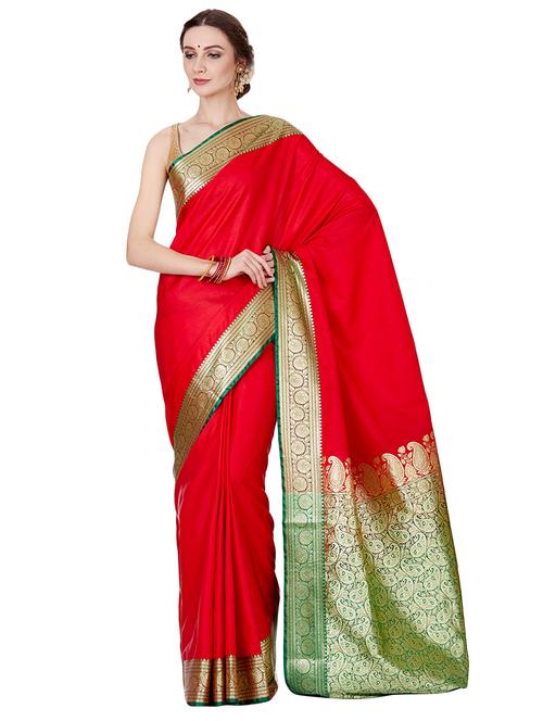 floral zari border banarasi saree with blouse - 16270705 - Standard Image - 1