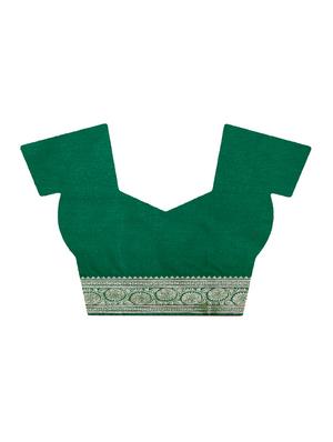 floral zari border banarasi saree with blouse - 16270705 - Standard Image - 4