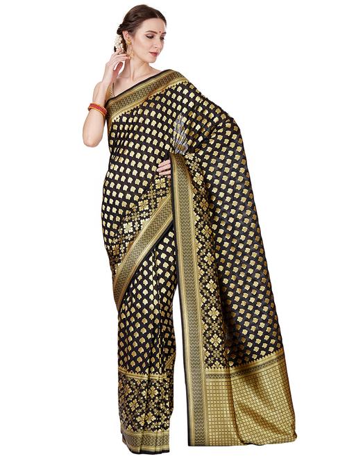 ethnic zari motif banarasi saree with blouse - 16270712 - Standard Image - 1