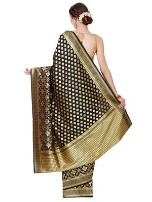 ethnic zari motif banarasi saree with blouse - 16270712 - Standard Image - 2