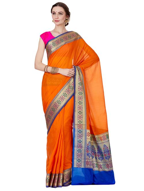 zari border banarasi saree with blouse - 16270714 - Standard Image - 1