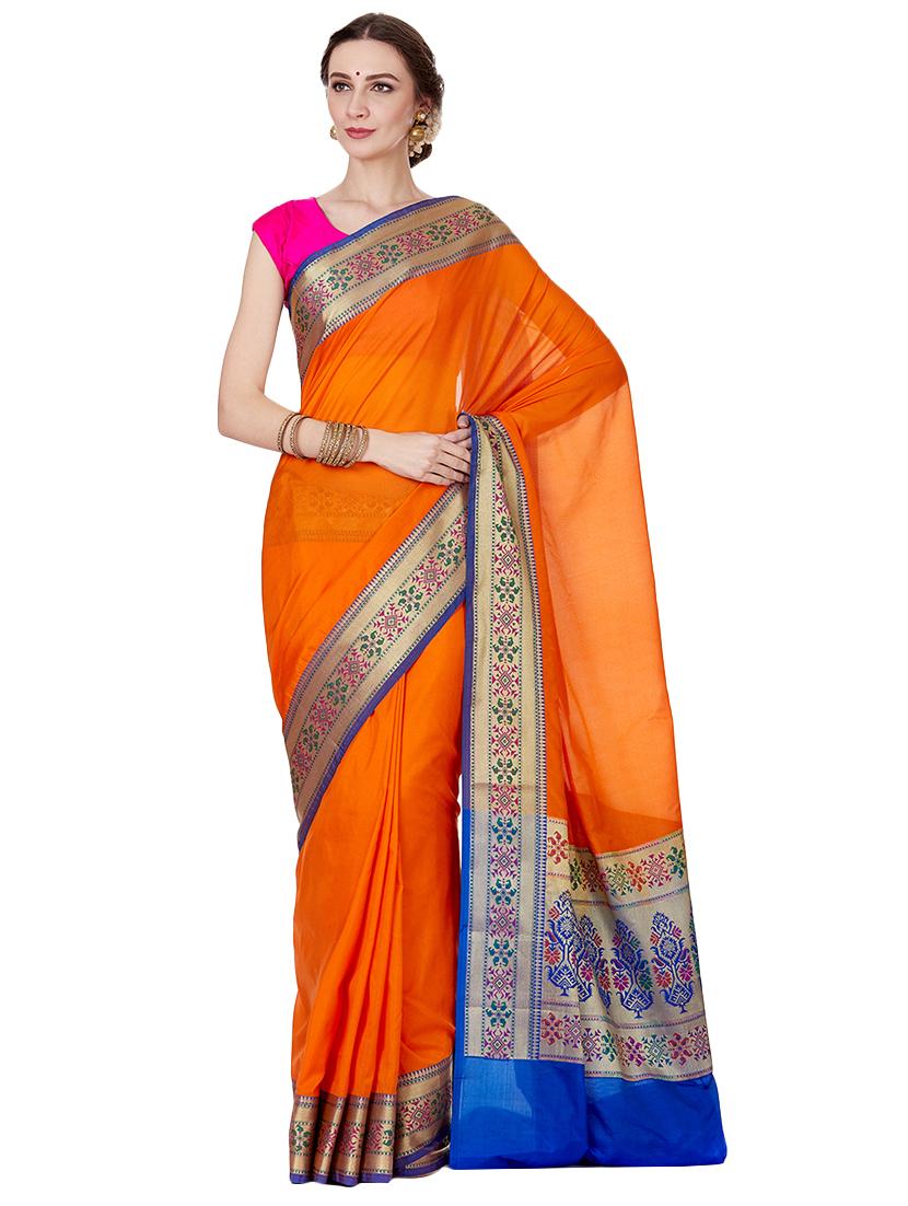 zari border banarasi saree with blouse - 16270714 - Zoom Image - 1