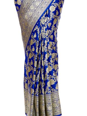 floral zari motif banarasi saree with blouse - 16270755 - Standard Image - 3
