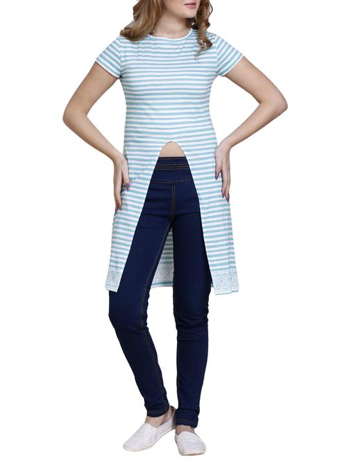 Front slit striped tunic - 16271166 - Standard Image - 1