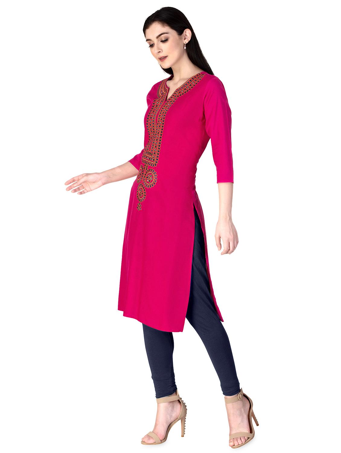embroidered straight kurta - 16271187 - Zoom Image - 2