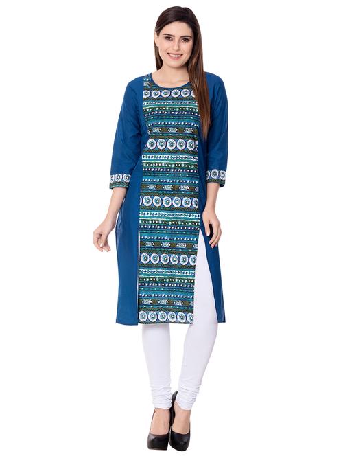 printed straight kurta - 16271190 - Standard Image - 1