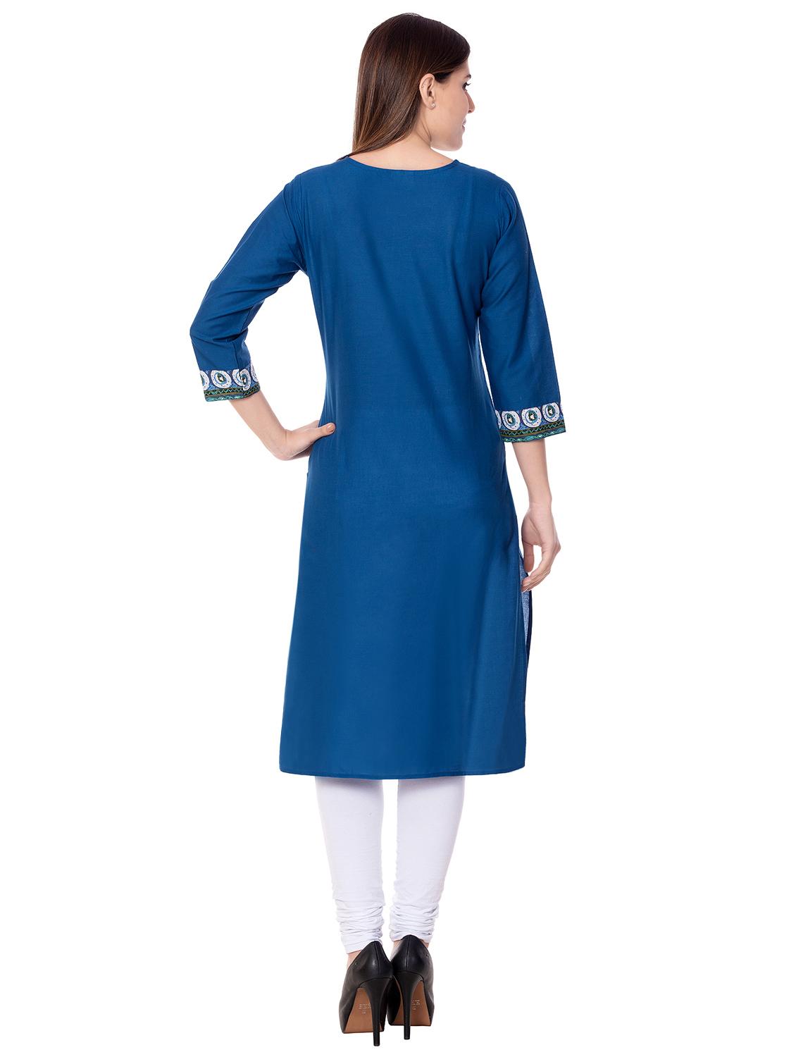 printed straight kurta - 16271190 - Zoom Image - 3