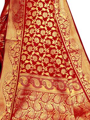 floral zari motif kanjivaram saree with blouse - 16271224 - Standard Image - 3