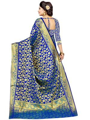 floral zari motif kanjivaram saree with blouse - 16271226 - Standard Image - 2