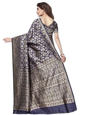 floral zari motif kanjivaram saree with blouse - 16271227 - Standard Image - 2
