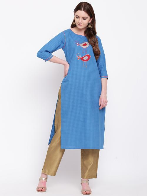 embroidered straight kurta - 16271644 - Standard Image - 1