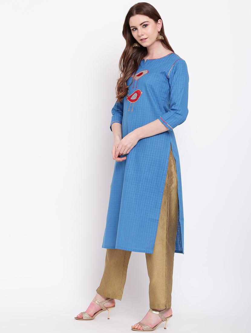 embroidered straight kurta - 16271644 - Zoom Image - 2