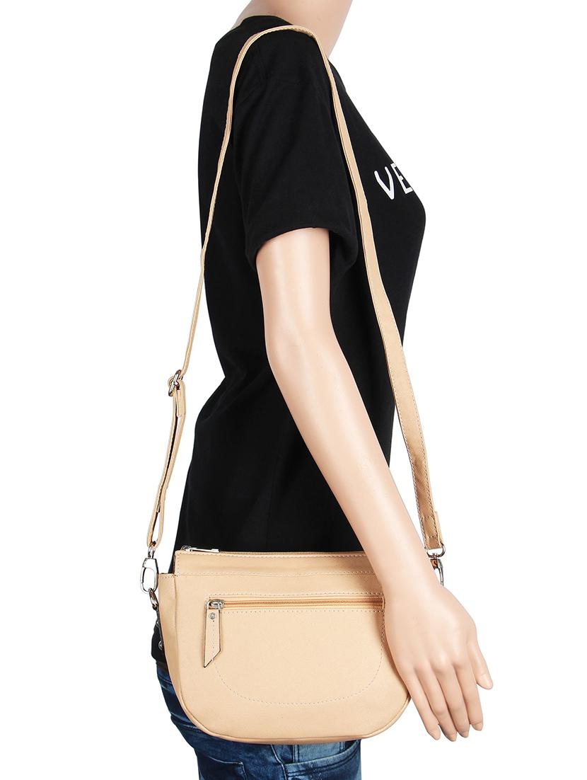 beige leatherette (pu) regular sling bag - 16271780 - Zoom Image - 5