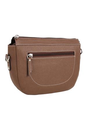 brown leatherette (pu) regular sling bag - 16271782 - Standard Image - 4