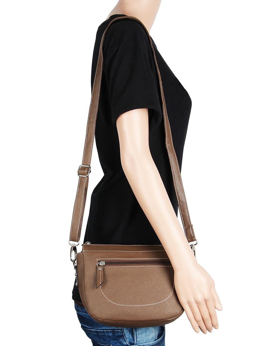 brown leatherette (pu) regular sling bag - 16271782 - Zoom Image - 5