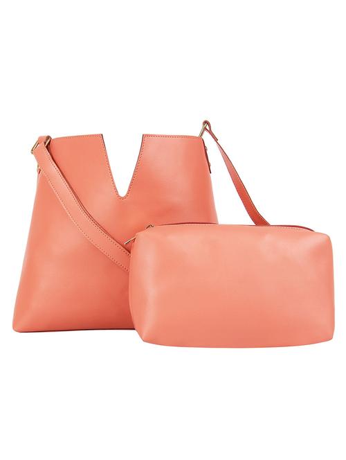 pink leatherette (pu) regular sling bag combo - 16271817 - Standard Image - 1