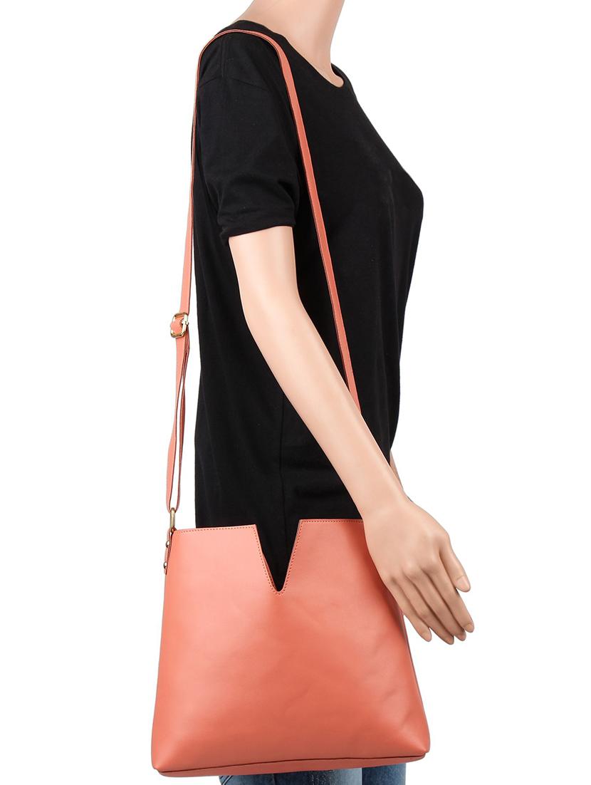 pink leatherette (pu) regular sling bag combo - 16271817 - Zoom Image - 5