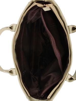gold leatherette (pu) regular handbag - 16271873 - Standard Image - 3