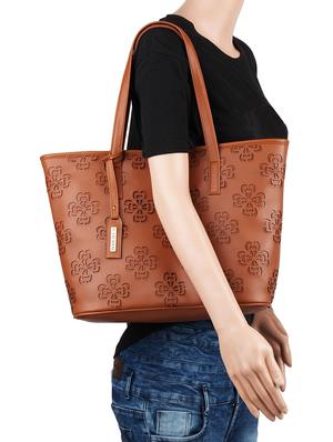 tan leatherette (pu) regular handbag - 16271893 - Standard Image - 5