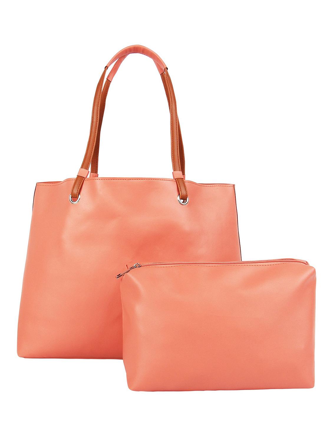 pink leatherette (pu) regular handbag combo - 16271903 - Zoom Image - 1