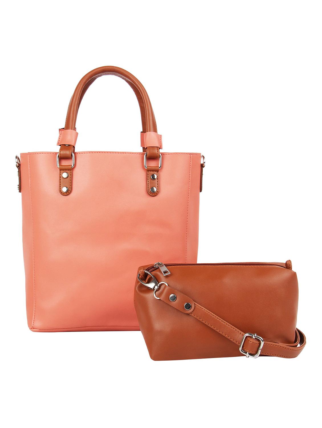 pink leatherette (pu) regular handbag combo - 16271915 - Zoom Image - 1