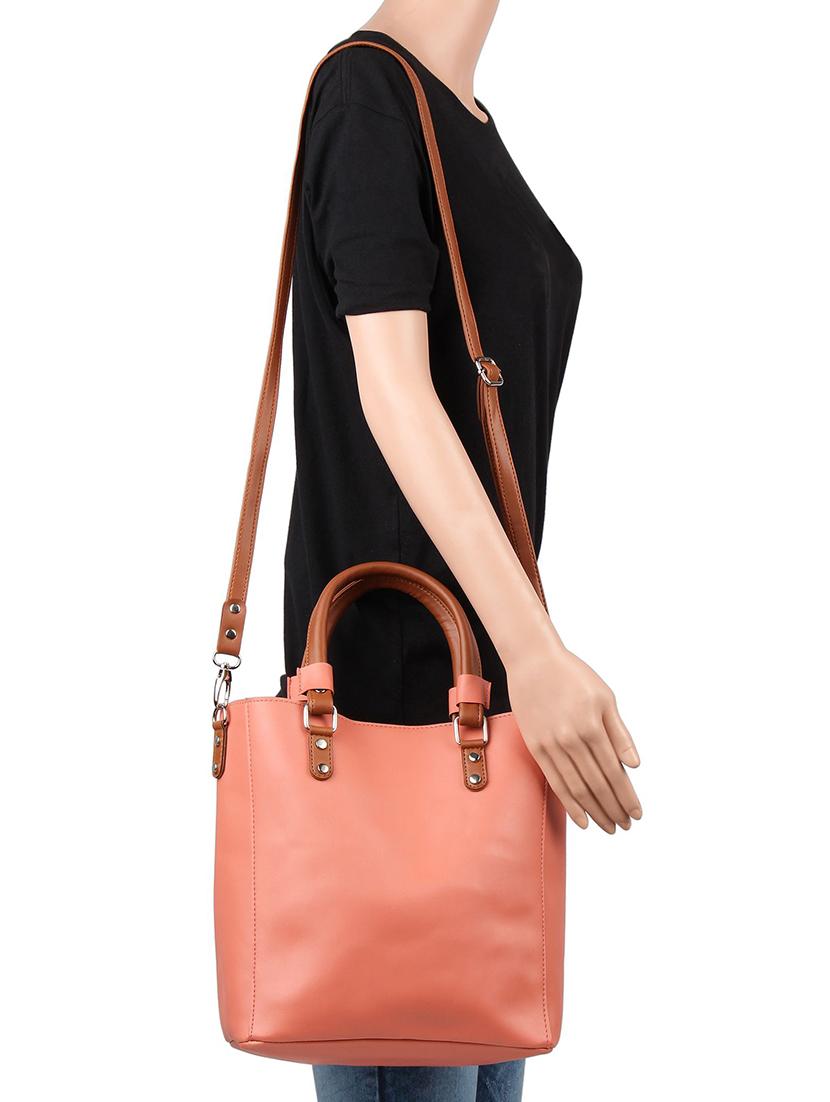 pink leatherette (pu) regular handbag combo - 16271915 - Zoom Image - 5