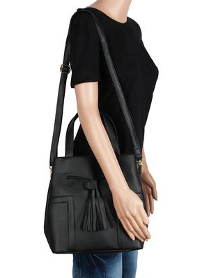black leatherette (pu) regular handbag - 16271977 - Standard Image - 5