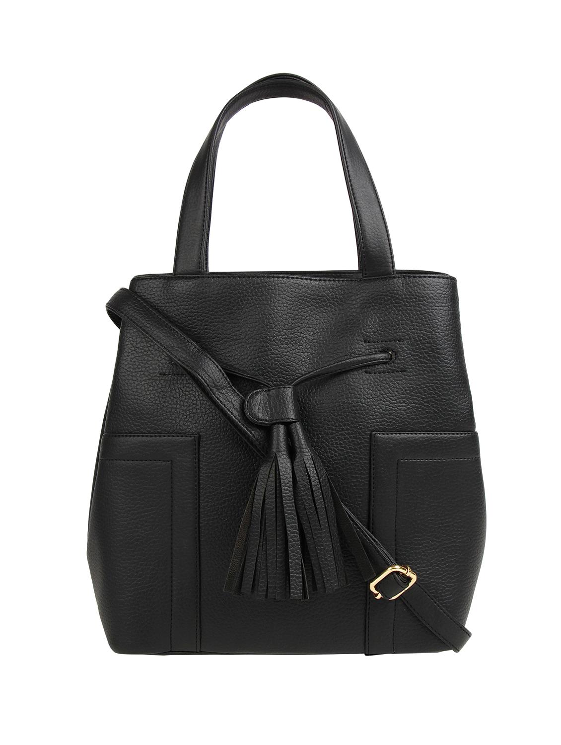 black leatherette (pu) regular handbag - 16271977 - Zoom Image - 1
