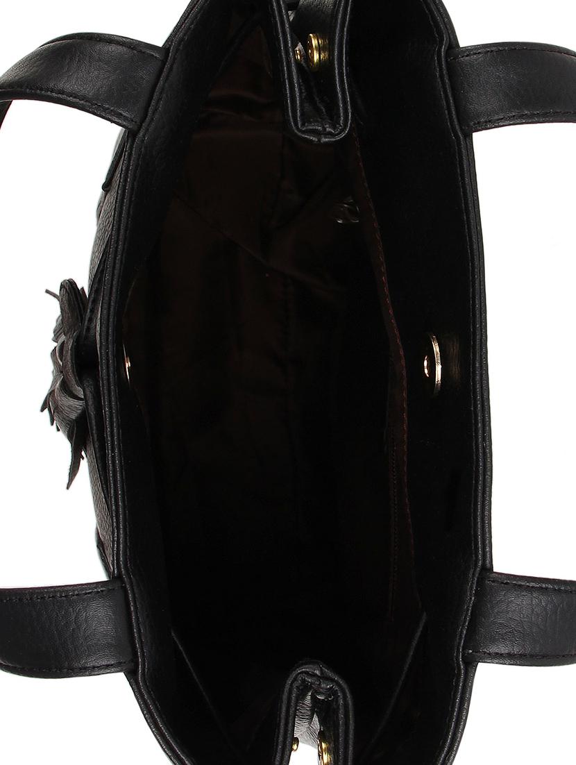 black leatherette (pu) regular handbag - 16271977 - Zoom Image - 3