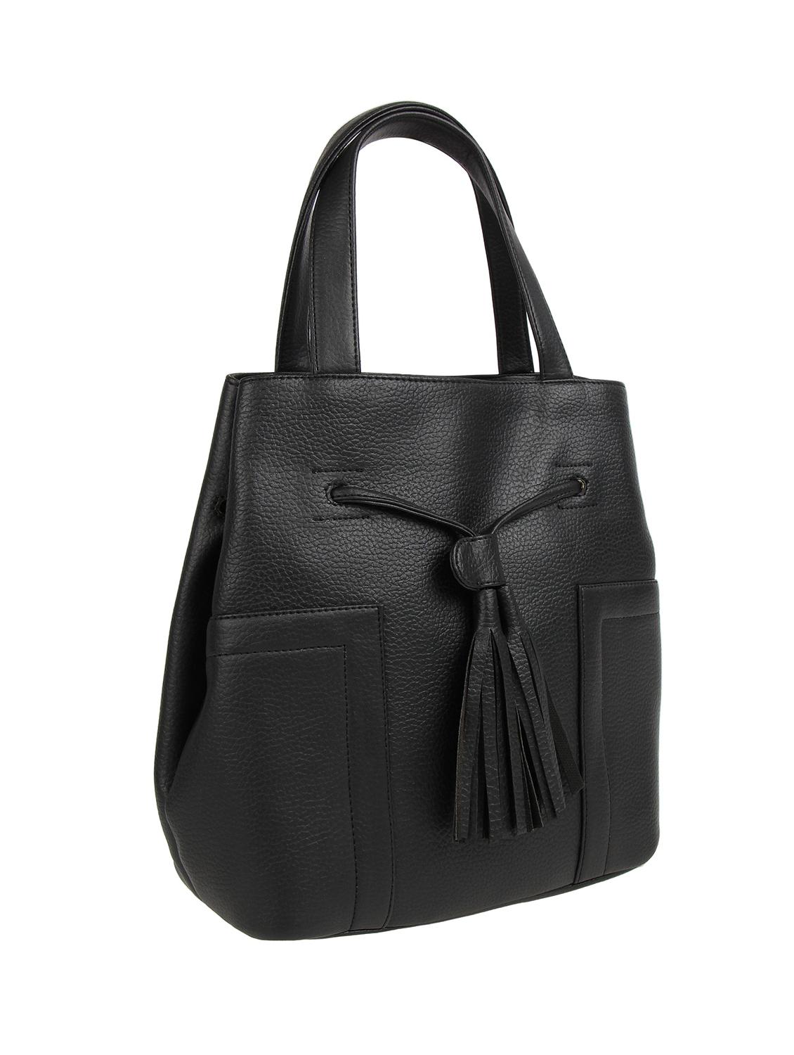 black leatherette (pu) regular handbag - 16271977 - Zoom Image - 4