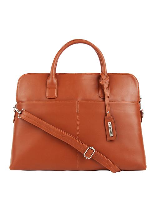 tan leatherette (pu) laptop bag - 16271990 - Standard Image - 1