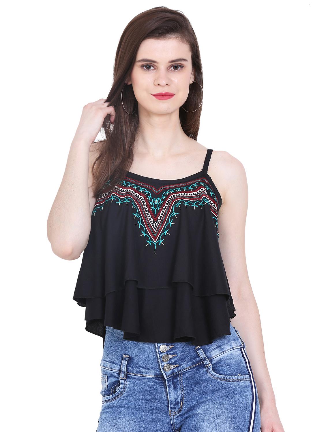 Embroidered layered crop top - 16272224 - Zoom Image - 1