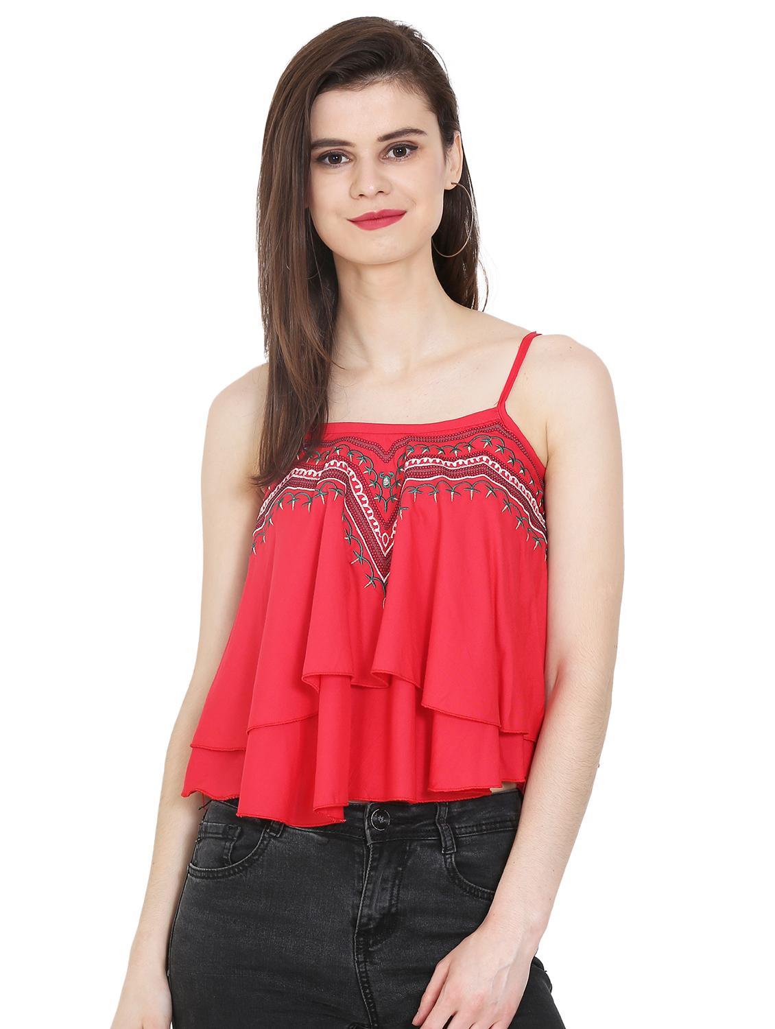Embroidered layered crop top - 16272229 - Zoom Image - 1