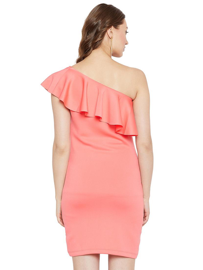 ruffle detail single shoulder sheath dress - 16272680 - Zoom Image - 3