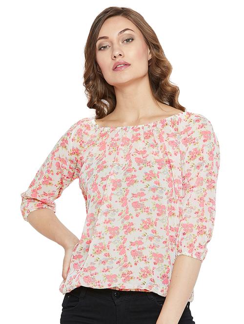 pleated neck floral top - 16272688 - Standard Image - 1