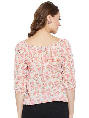 pleated neck floral top - 16272688 - Standard Image - 3