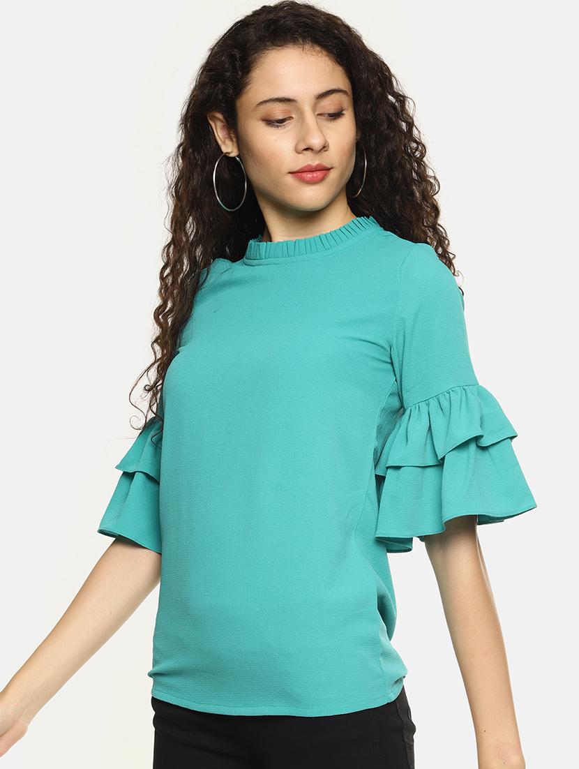 ruffle detail bell sleeves top - 16272940 - Zoom Image - 2