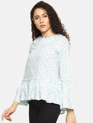 frill detail floral peplum top - 16272946 - Standard Image - 2