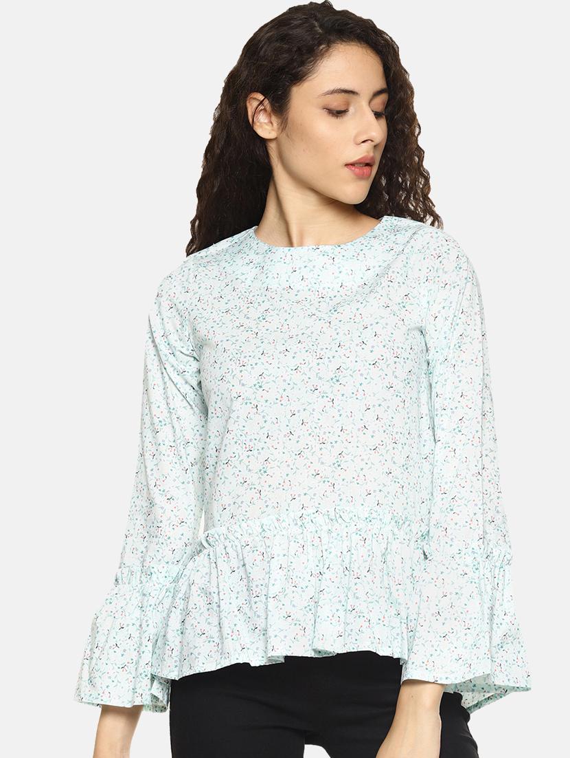 frill detail floral peplum top - 16272946 - Zoom Image - 1