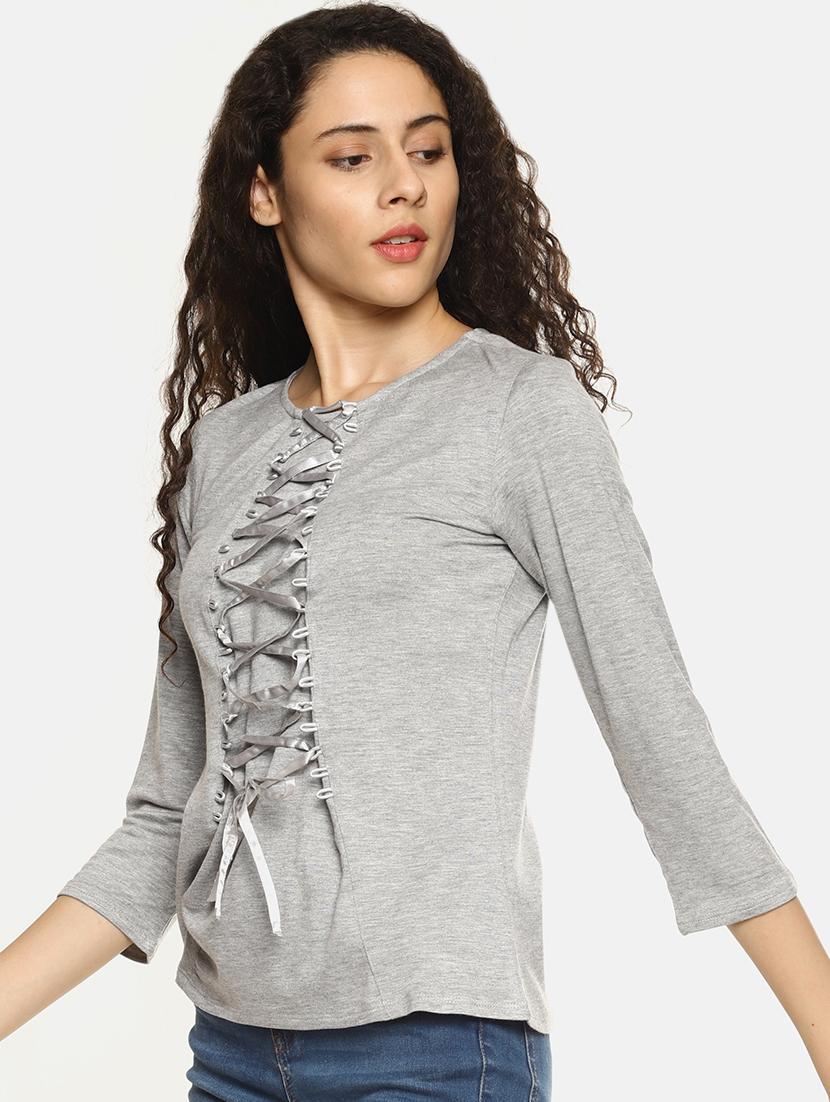 lace up full sleeved top - 16272956 - Zoom Image - 2