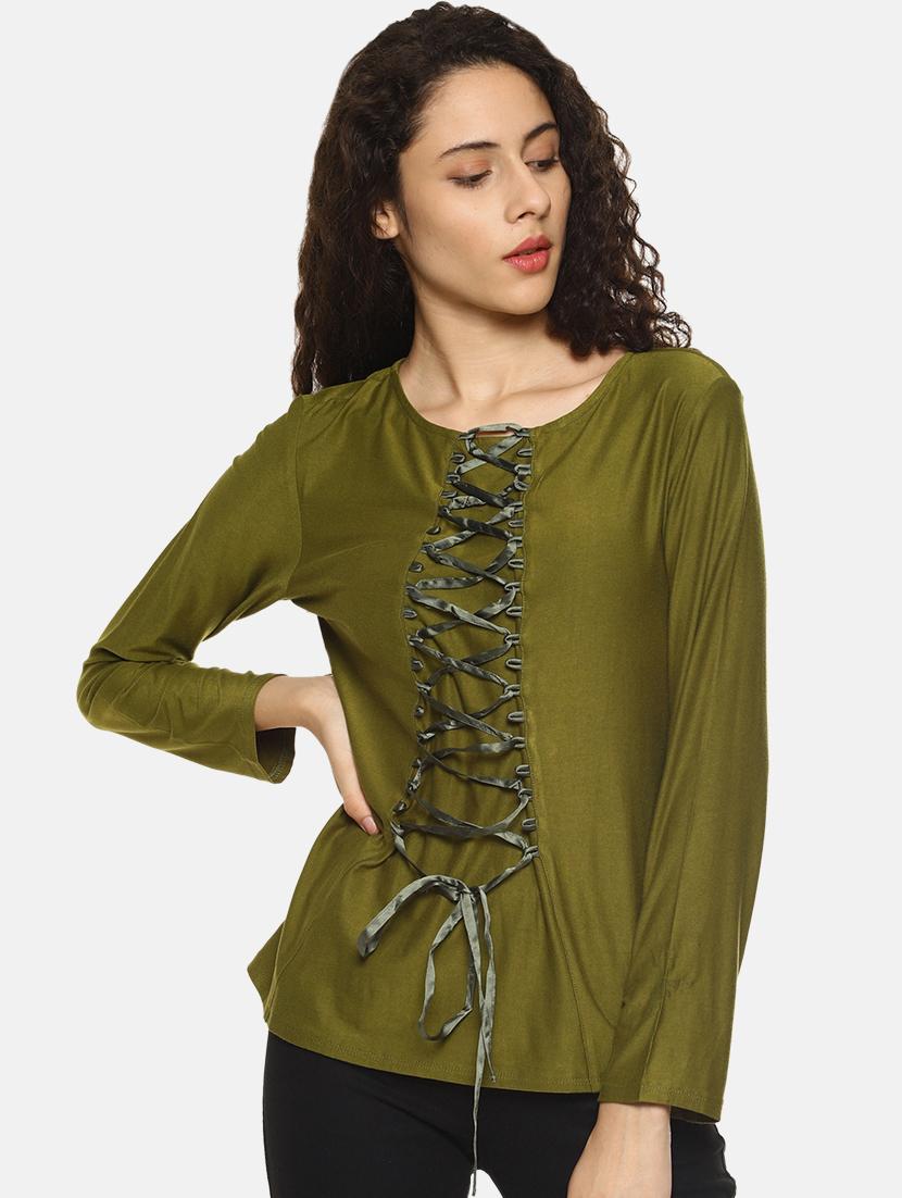 Lace up full sleeves top - 16272957 - Zoom Image - 1