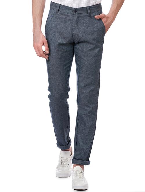blue solid chinos - 16273053 - Standard Image - 1